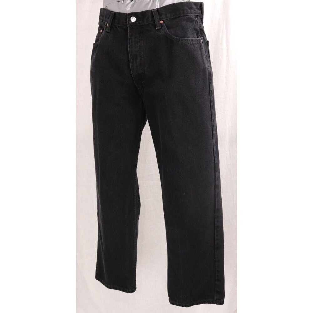 Levis 550 Jean Men 38 x 30 Grunge Black Relaxed Fit Straight Leg Goth Denim VTG - Picture 6 of 13